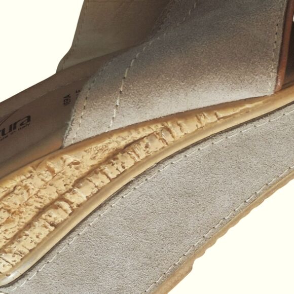 AZURA Italy Cork Wedge Sandals Criss-Cross Slides Finest Italian Leather Cushy - Picture 13 of 16